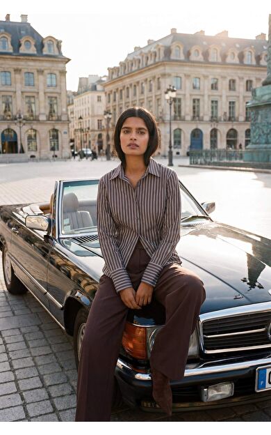 Fitted Çizgili Gömlek