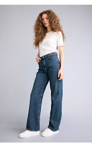 DeFacto 90's Wıde Leg Yüksek Bel Düz Paça Uzun Jean Pantolon