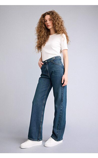 90's Wıde Leg Yüksek Bel Düz Paça Uzun Jean Pantolon