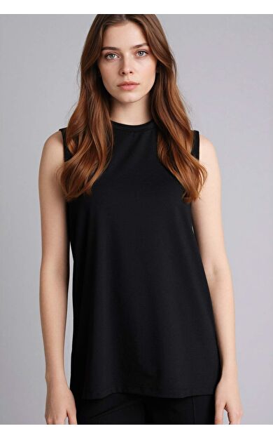 Slım Fıt Bisiklet Yaka Pamuklu Kısa Kollu Tunik