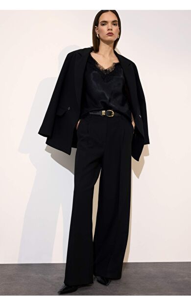 Straight Fit Yüksek Bel Düz Paça Pantolon