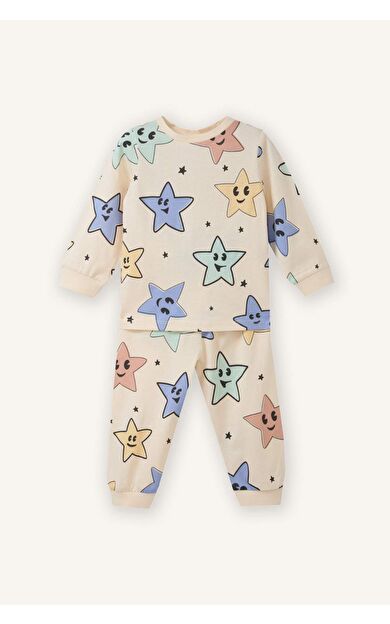 Yıldız Desenli Uzun Kollu 2'li Pijama Takımı Erkek Bebek