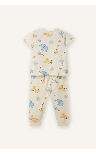 Dinozor Baskılı Kısa Kollu 2'li Pijama Takımı Erkek Bebek