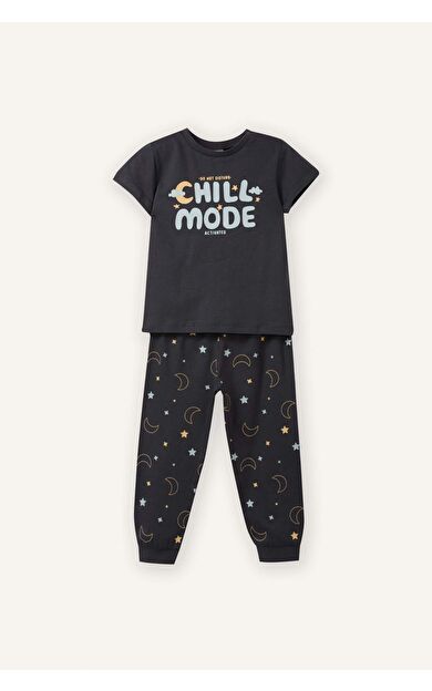 Yıldız Desenli Kısa Kollu 2'li Pijama Takımı Erkek Bebek