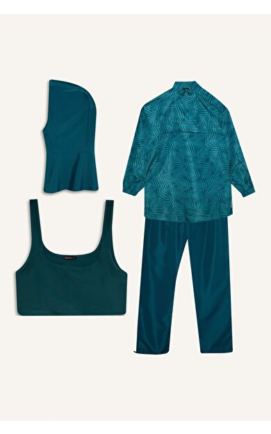 DeFacto Regular Fıt Baskılı 3'lü Burkini Mayo