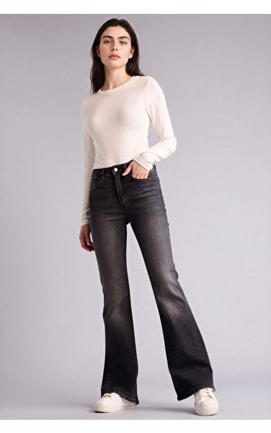 Mia Flare Fıt Yüksek Bel Uzun Jean Pantolon