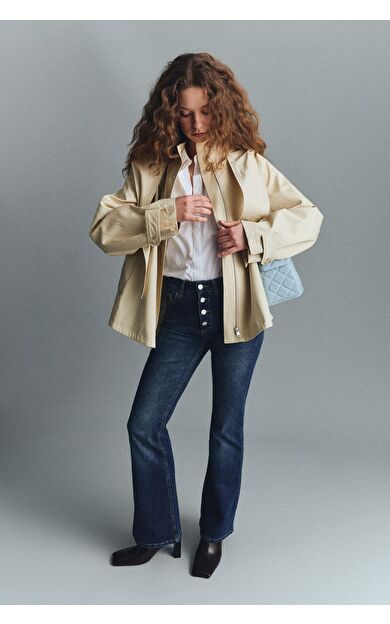 Mia Flare Fit Normal Bel Uzun Jean Yıkamalı Pantolon