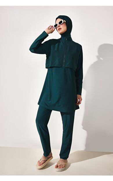DeFacto Regular Fıt 5'li Koyu Yeşil Burkini Mayo