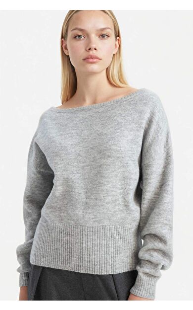 Regular Fıt Açık Omuz Triko Kazak