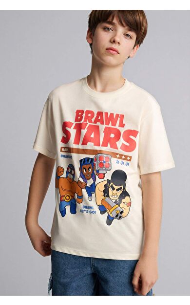 DeFacto Brawl Stars New Regular Fıt Bisiklet Yaka Kısa Kollu Tişört Erkek Çocuk