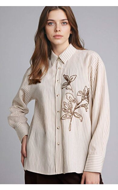 Relax Fıt Gömlek Yaka Uzun Kollu Gömlek