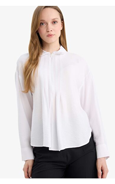 Relax Fit Gömlek Yaka Uzun Kollu Gömlek