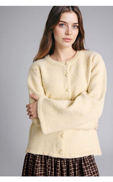 Regular Fıt Bisiklet Yaka Triko Hırka