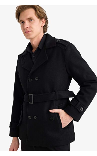 Slim Fit Dar Kesim Astarlı Düğmeli Penye Mont