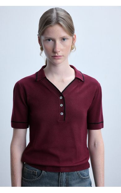 DeFacto Regular Fıt Polo Yaka Bordo Tişört