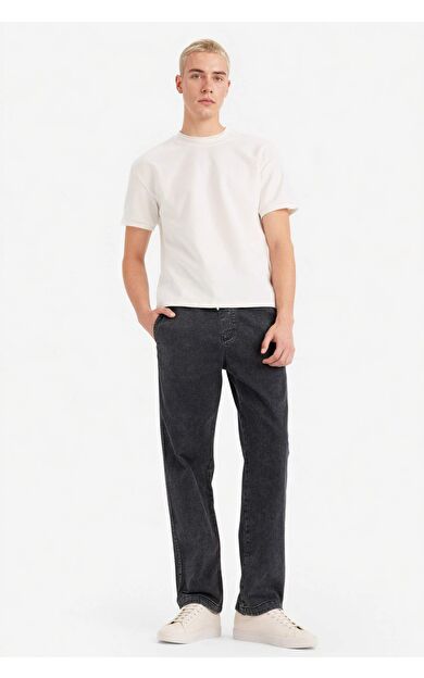 Yumuşak Dokulu Wide Leg Jean Pantolon