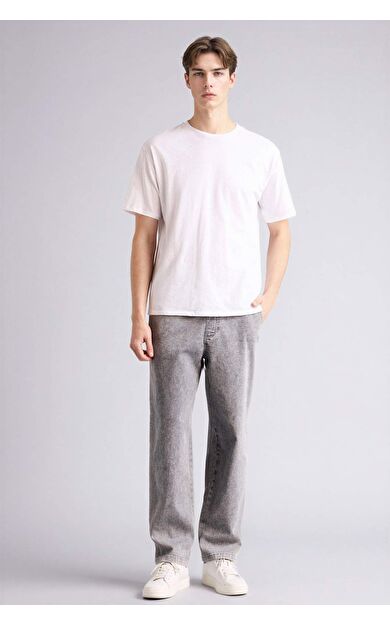 Yumuşak Dokulu Wide Leg Jean Pantolon