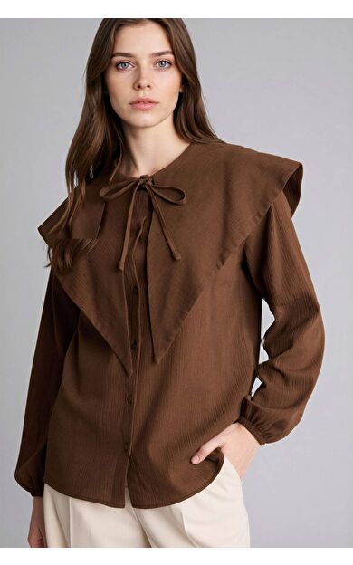 Regular Fıt Flamlı Pamuk Uzun Kollu Tunik