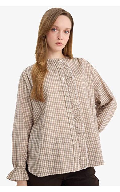 Regular Fıt Kareli Uzun Kollu Tunik