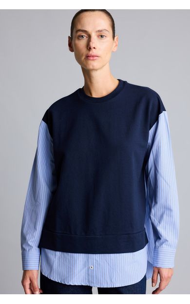 DeFacto Regular Fıt Bisiklet Yaka Sweatshirt Tunik Lacivert