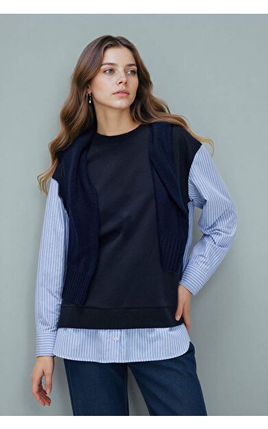 DeFacto Regular Fıt Bisiklet Yaka Sweatshirt Kumaşı Sweatshirt Tunik