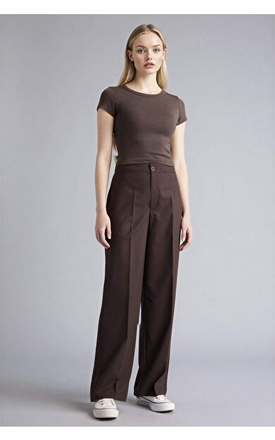 Wıde Leg Çift Cepli Standart Boy Pantolon