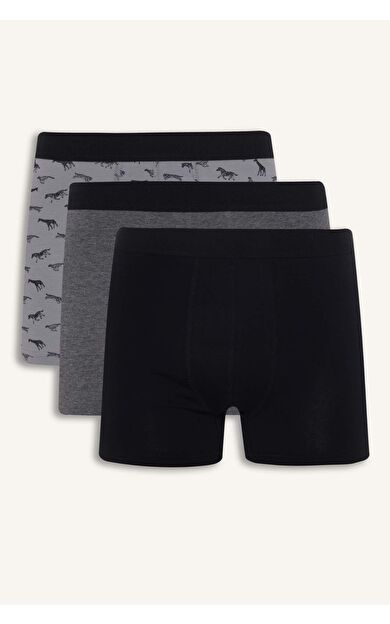 Regular Fıt Hayvan Baskılı 3'lü Boxer