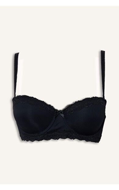 Dantel Detaylı Micro Kaplı Yarım Dolgulu Balenli Balkonet Sütyen