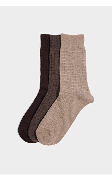 Erkek 3'lü Pamuklu Uzun Çorap