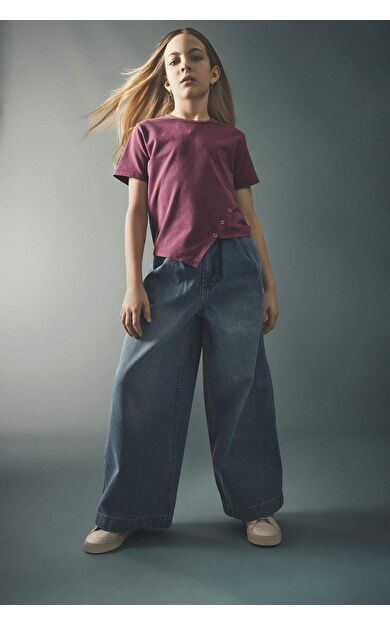 Wıde Leg Geniş Paça Jean Pantolon Kız Çocuk