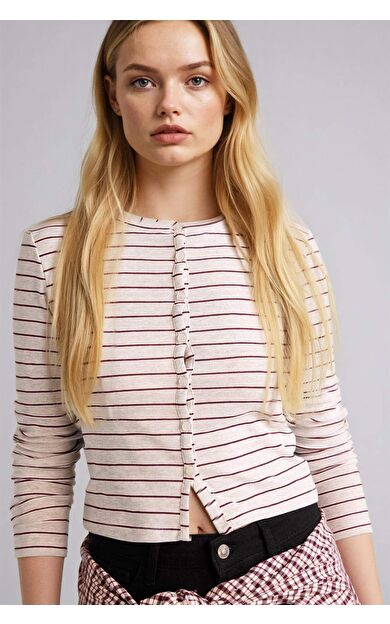 Fıtted Bisiklet Yaka Ribana Hırka