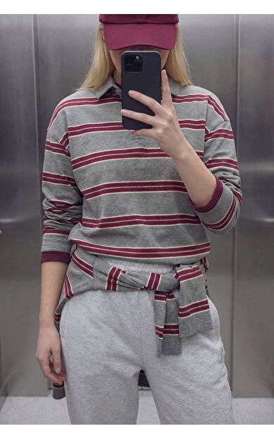 Loose Fit Polo Yaka Sweatshirt