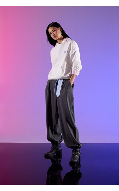 Balloon Fıt Yarı Elastik Bantlı Bel Pantolon