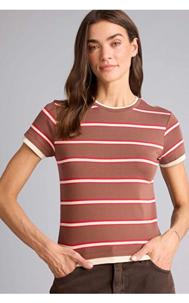 DeFacto Regular Fıt Bisiklet Yaka Ribana Kısa Kollu Tişört