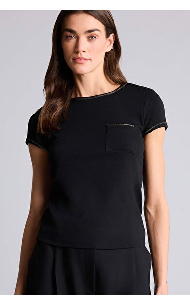 Slım Fıt Bisiklet Yaka Ribana Kısa Kollu Tişört