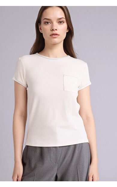 Slım Fıt Bisiklet Yaka Ribana Kısa Kollu Tişört