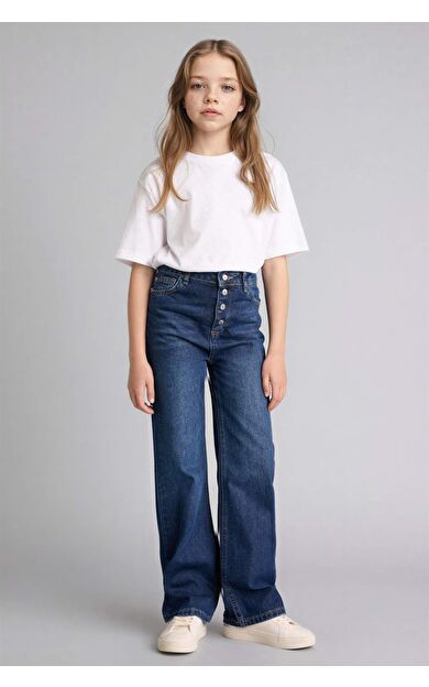 Geniş Paça Jean Pantolon Kız Çocuk