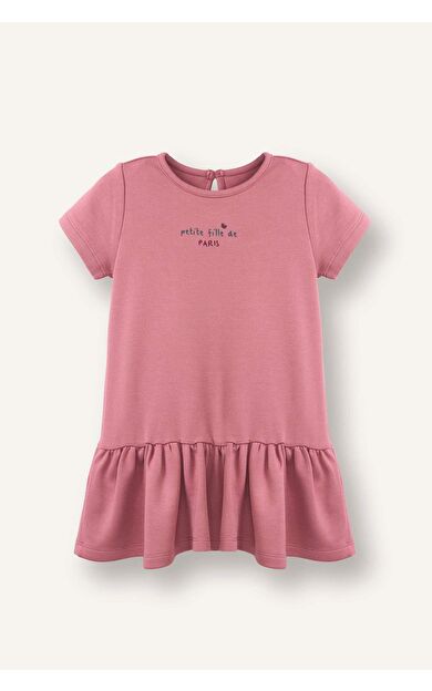 İşlemeli Kısa Kollu Elbise Kız Bebek