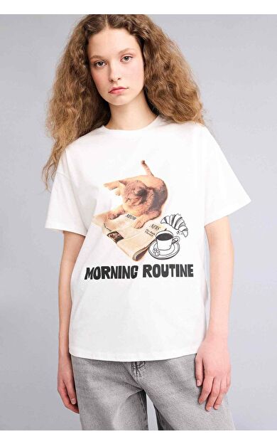 DeFacto Oversıze Baskılı Tişört