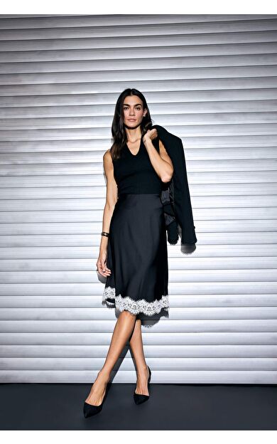 DeFacto Kalem Normal Bel Saten Midi Etek