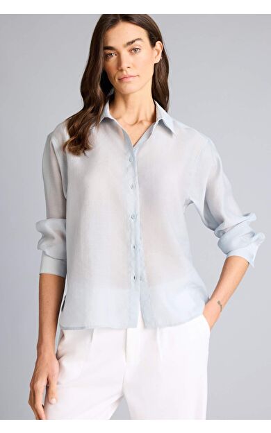 Oversıze Gömlek Yaka Modal Uzun Kollu Gömlek