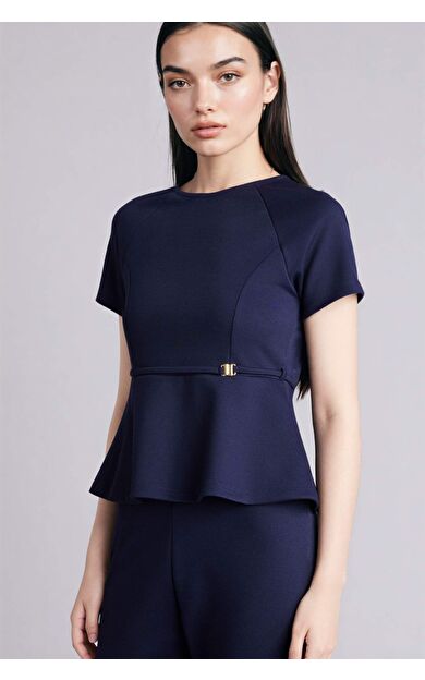 Slım Fıt Bisiklet Yaka Kısa Kollu Tişört