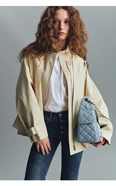 DeFacto Regular Fıt Kapüşonlu Pamuklu Trençkot