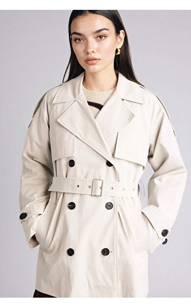 DeFacto Regular Fıt Gömlek Yaka Twill Trençkot