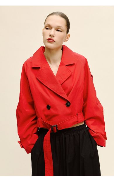 DeFacto Cropped Fıt Twill Trençkot