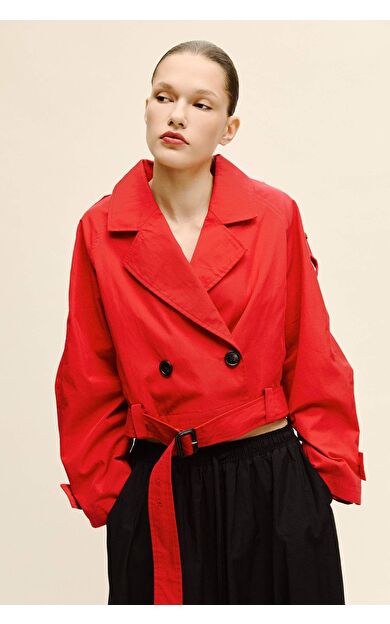 DeFacto Cropped Fıt Twill Trençkot