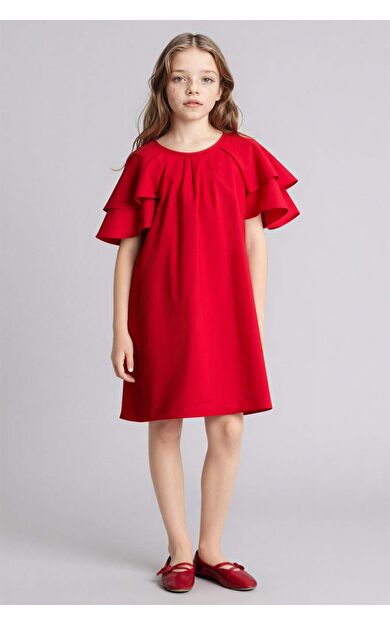 23 Nisan Çocuk Bayramı Kısa Kollu Pamuklu Elbise Kız Çocuk