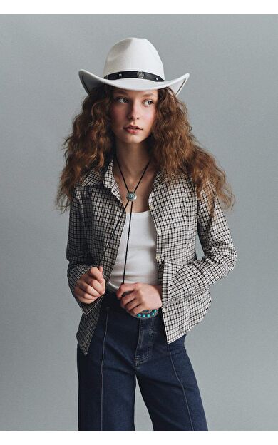 Fıtted Gömlek Yaka Pötikareli Uzun Kollu Gömlek