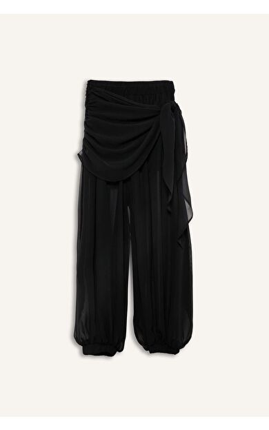 Balloon Fıt Normal Bel Standart Boy Şifon Pantolon