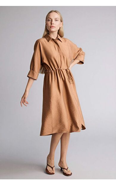 DeFacto Regular Fıt Gömlek Yaka Yarım Kol Elbise